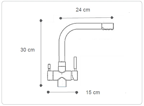 Dimensions du robinet 3 voies Akuapur